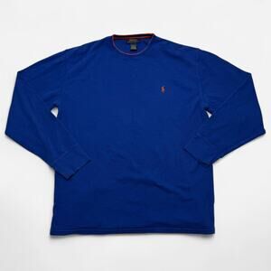 Polo Ralph Lauren Blue Waffle Knit Long Sleeve Crewneck Shirt 2XL